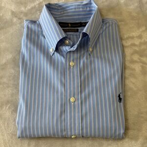 Ralph Lauren Easy Care Blue Stripe Button Down Shirt‎ Men's Size 16.5